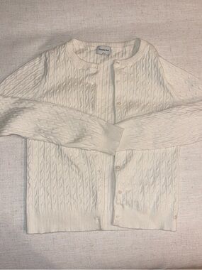 Aritzia Cream Cable-Knit Button Cardigan